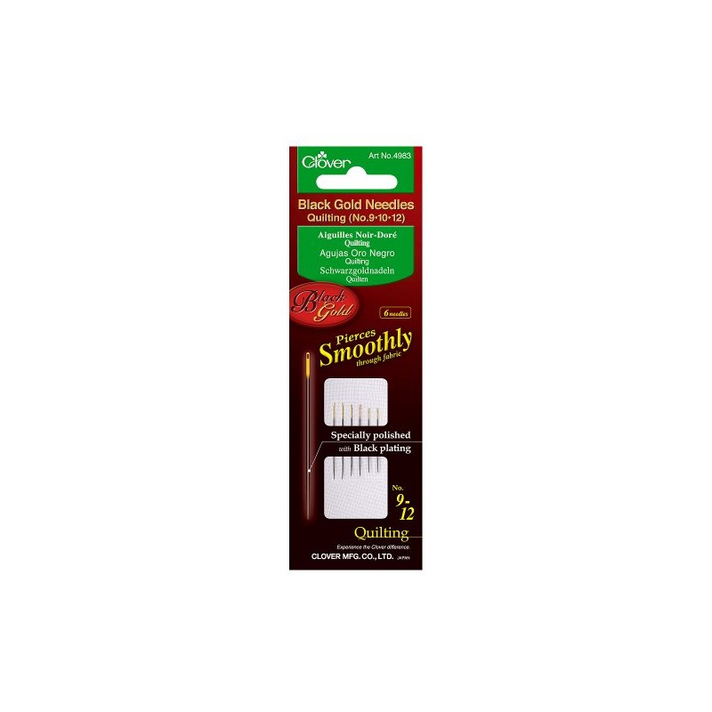Clover Agujas, acolchado No.9/No.10/No.12, Negro/Oro