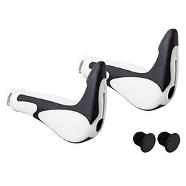 GORIX Bike Ergo Grips Bar End Cycle Lock On Handlebar Mountain Bicycle(GX-849AD3-L1-G2(Global Edition)) (White×Black)