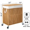 WOWLIVE Laundry Hamper with Wheels, Handwoven Rolling Laundry Basket with