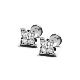 WIC 925 silver Moissanite earrings, cross-shaped haute couture frisbee stud earrings