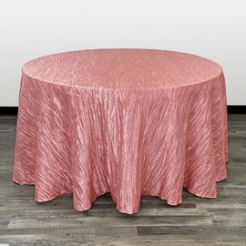 YOUR CHAIR COVERS - 120 Inch Round Crinkle Taffeta Tablecloth - Coral, Crushed Shiny Dining Table Cloth for Wedding Party Birthday Baby Bridal Shower