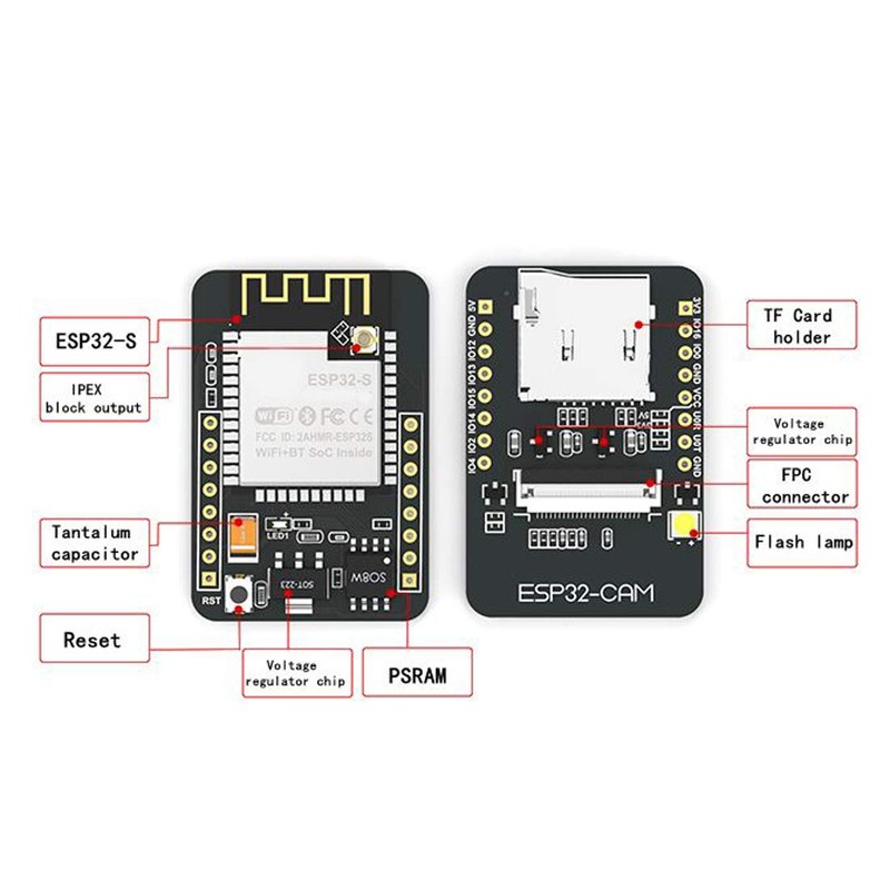 Hailege 2pcs ESP32-CAM ESP32 OV2640 Camera Module Wireless WiFi Bluetooth