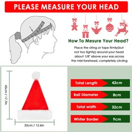 Christmas Hat, Pack of 2 Christmas Hats, Classic Red Christmas Hat, Santa Hat for Adults and Children, Plush Santa Hat for Christmas Party Decoration and New Year Gift