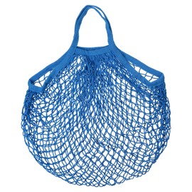 MECCANIXITY Cotton Mesh Bag, 15x13.8 Reusable Washable Mesh Net String Grocery Bags Organizer for Fruits Vegetables Shopping Blue