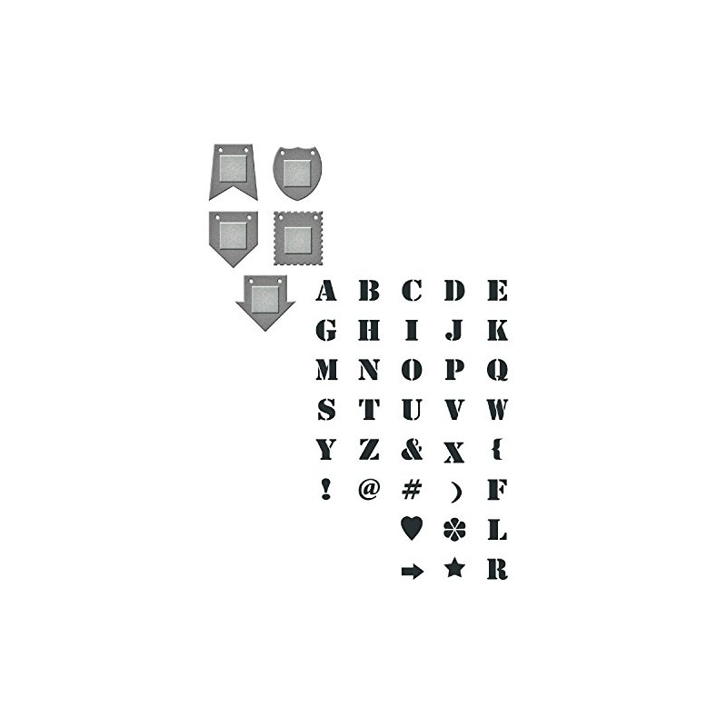 Spellbinders Alpha Bits Stamp and Die Set, Acrylic, Multi-Colour