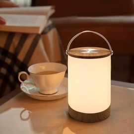 Facon Linterna LED portátil con interruptor regulable táctil, lámpara inalámbrica recargable con batería para campamento al aire libre, lámpara de noche para mesita de noche, luz blanca cálida