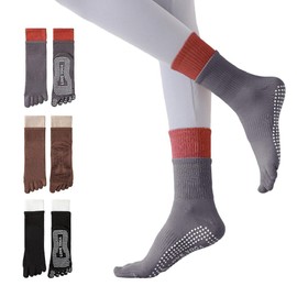 VIBRIPRIYA Yoga Socks, Pilates Socks, 5 Toes, Anti-Slip, Antibacterial, Odor Resistant, Sweat Protection, Pilates, Yoga, Grip Socks, Long Socks, Non-fading, Sports, Dance, Anti-Slip Socks, Heat