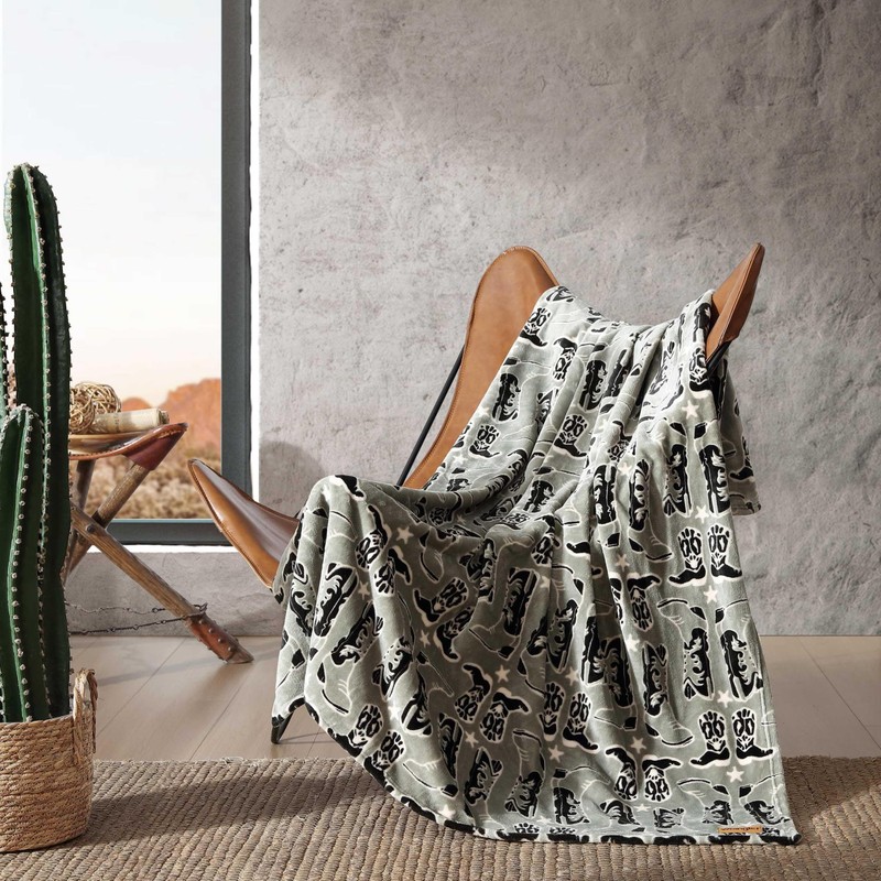 Wrangler - Throw Blanket, Soft Plush Fleece Bedding, Western Decor