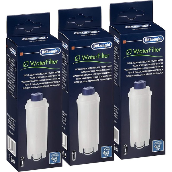 DeLonghi pack of 3 Water Filter for Coffee Machines Suitable for ECAM, ESAM, ETAM, BCO, EC