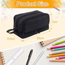 Apradas Pencil Case Large Pencil Case with Compartments Stationery Organize Pencil Pouch with Handle Big Capacity for Kids Teenage Adults (Black)