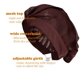 Cityelf Gorro de Chef Ajustable para Cocina, Red de Malla para el Pelo, Reutilizable, Negro con Borde, Talla Única