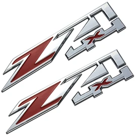 Aimoll 2pcs Z71 4x4 Emblems for GMC Chevy Silverado Sierra Tahoe Suburban New 1500 2500 3500 Decal (Chrome Red)