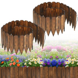 Wooden Garden Edging - 2pcs 6.6ft x 11.8in Pine Landscape Border, Flexible Weather-Resistant Fences for Decorate Spring Outdoor Patio Yard Lawn Flower Beds