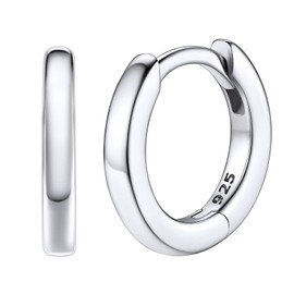 Silvora Dainty Silver Earring Hoops 8mm Plain Silver Hinged Hoop Earrings Sterling Silver Females Earring Lovely Gifts for Valentines Day