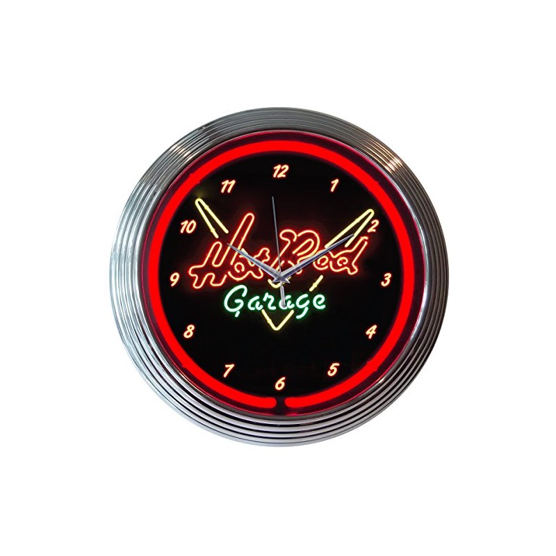 Neonetics Hot Rod Garage Neon Wall Clock, 15-Inch