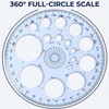 White Round Protractor 360 Degree, Plastic Full Circle Template, 16