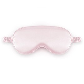 Sleep Mask Silk Eye Mask for Sleeping, Blackout Anti-Allergy Silk Eye Mask with Elastic Strap for Night,Travel,Nap,Meditation (Pink)