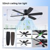 Kviflon 52" Ceiling Fans with Lights, Low Profile Ceiling Fan