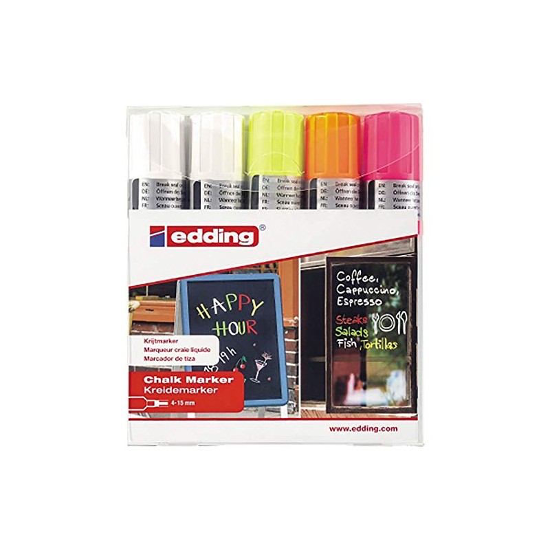 edding 4090 chalk marker Block Grey, Orange, Pink, White, Yellow