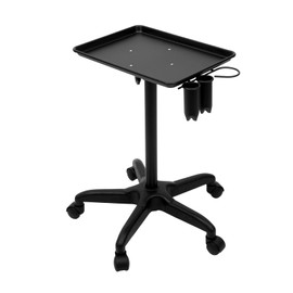 Salon Tray on Wheels, Premium Aluminum Tattoo Tray Rolling Trolley Adjustable Salon Rolling Tray, Salon Tray Equipment Service Instrument Storage Tray Accessory for Salon & Spa Use, Black