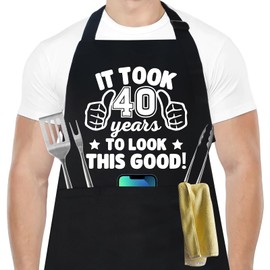 40th Birthday Gifts for Men Women, 1985 Happy 40th Birthday Gift Ideas, 40 Chef Aprons for Men with 3 Pockets, Funny Cooking Aprons for 40 Years Old Man, Women, Husband, Wife, Son, Daughter, Friend