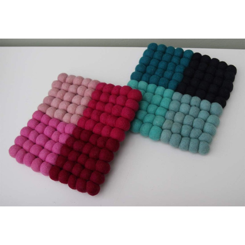 Maharanis Fairtrade Felt Coasters Pot Coasters 4 Shades of Blue