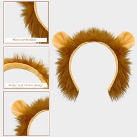 SIOTMERA Lion Ears Headband 4Pack Animal Ears and Horn Adult Lion Headband Washing Face Makeup