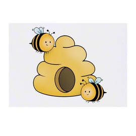 'Cute Bees & Hive' Temporary Tattoo - Water Resistant, Skin-Safe, Non-Toxic Transfer (TO00083305)