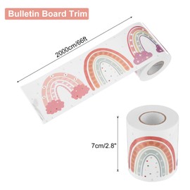 sourcing map 66ft Bulletin Board Borders,Cute Rainbow Straight Rolled Border Trim Decor for Classroom Desk Window Wall Decoration