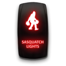 Sasquatch Lights - Red - Laser Etched Toggle Switch 20A 12V - Vertical Rocker Switch 5-Pin DPST
