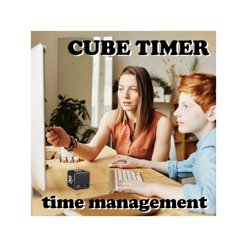 Generic Black Cube Timer, Kitchen Gravity Sensor Flip Digital Timer