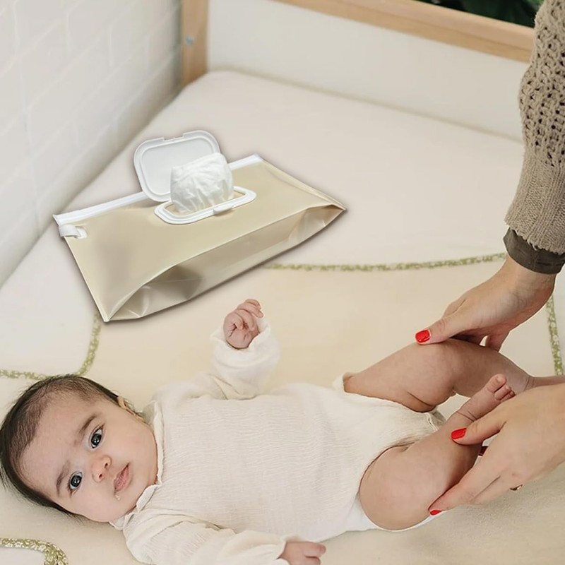 eoscasely Wipe Dispenser,2-Pack Portable Refillable Wipe Container,Reusable Travel Baby Wipes