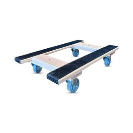 Made in USA Solid Oak H-Frame Furniture Dolly by CasterHQ - 18x30 Inch, Non-Slip Grip, 4-Inch Thermo Rubber Wheels, 960 lbs Load Capacity - Premium Moving Dolly for Heavy Furniture