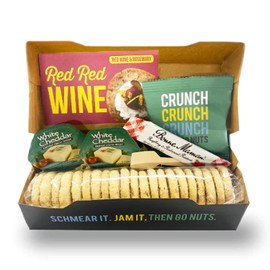 Crackerology Red Wine & Rosemary Gourmet Artisan Snack Kits, 20 Count Crackers Plus Toppings, Easy & Simple Ready-to-Eat, Appetizer For Charcuterie Boards & Party Platters - Large Kit, Single Pack