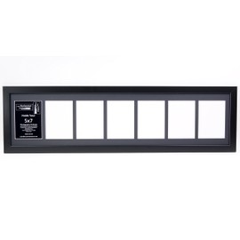 Creative Letter Art - 7 Opening 5x7 Black Picture Frame with 10x40-inch Black Mat Collage including Full Strength Glass, Alphabet Photography