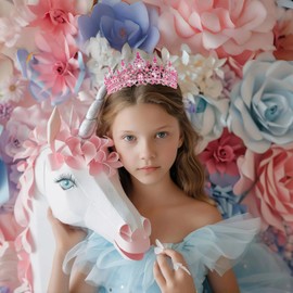 Schmoopy Tiara Crown for Women, Hair Accessories for Party Wedding (B-Pink)