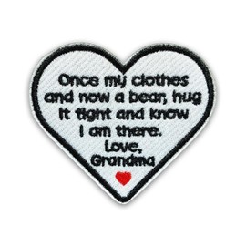 Loving Memorial Family Patch 3 Inches Memory Heart Family Memories Gifts Remembrance Iron On/Sew On Embroidery Fabric Applique Patches for Trucker Hats Clothes DIY Accessories (Style 2, Grandma)