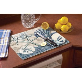 CounterArt Tide Pool Shells Tempered Glass Counter Saver - 15" x 12"