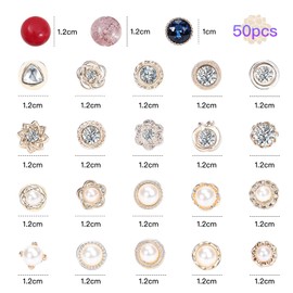 SPOKKI Pack of 50 Women's Shirt Brooch Buttons, Invisible Safety Pins, Shirt Brooch Pins, Invisible Buttons, Prevents Accident Exposure of Buttons for Women Girls Clothing Cardigans Dress, Zinc