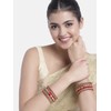 Aheli Red White Silk Thread Fabric/Stone Studded Kundan/Chura/Chuda Bangle Set
