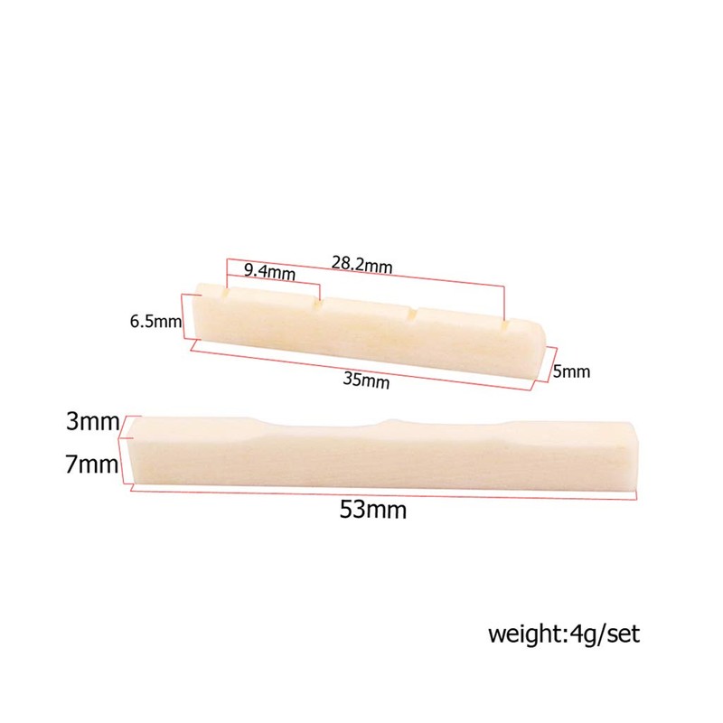 Alnicov Bone Guitar String Bridge Saddle Nut Set Slotted for