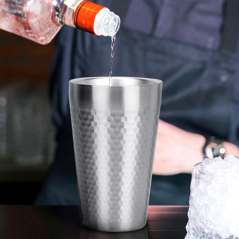 Beasea Stainless Steel Cups 15 oz, 4 Pack Large Stackable