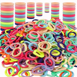 Antye1000Pcs Hair Ties Any Fit No Damage Hair Cutton Seamless Hair Elastic Pony Tail Holders For Thick or Thin Hair No Snag, Dent, or Breakage Baseball & Tennis Suitable Hair Bands (Rainbow Color)