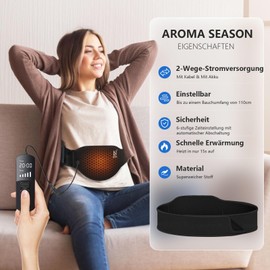 AROMA SEASON Wärmegürtel EASY mit 5 Heizstufen für Menstruationsbeschwerden Rückenschmerzen Bauch Unterleib mit Abschaltautomatik