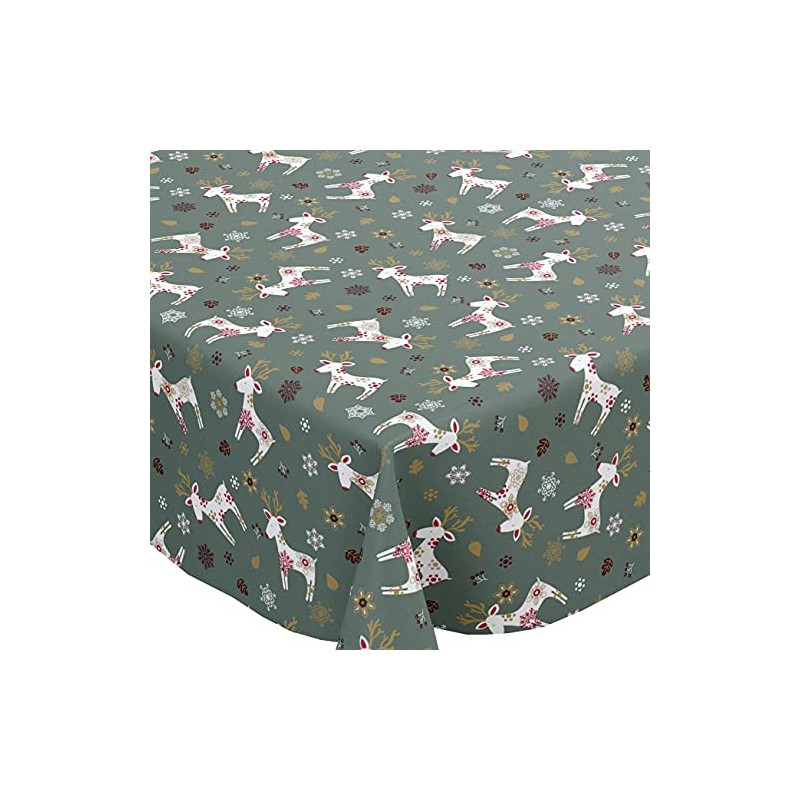 Karina Home Scandi Christmas Reindeer PVC Vinyl Wipe Clean Oilcloth