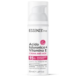 Face Cream for Wrinkles, Hyaluronic Acid and Vitamin E 95% Natural Moisturising Soothing and Firming for Face Around Eyes and Decolleté 50ml