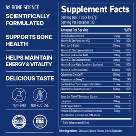 BONE SCIENCE Prime Height Powder - Daily Multivitamin Powder for Kids with Essential Nutrients Including B6, B12, C, D3, E, K, Calcium, Magnesium, and Zinc - 30 Sticks (Peach Flavor)