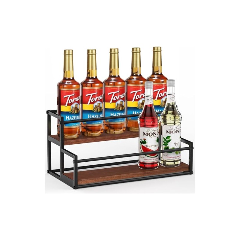 Happilif Coffee Syrup Rack Organizer, 2-Tier 10-Bottle Syrup holder Stand