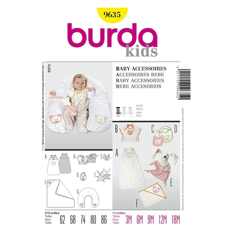 Burda Schnittmuster 9635 - Set di cucito per accessori per