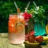 Glass Drinking Straws with Decorative Red Charms, 8 inch, Set